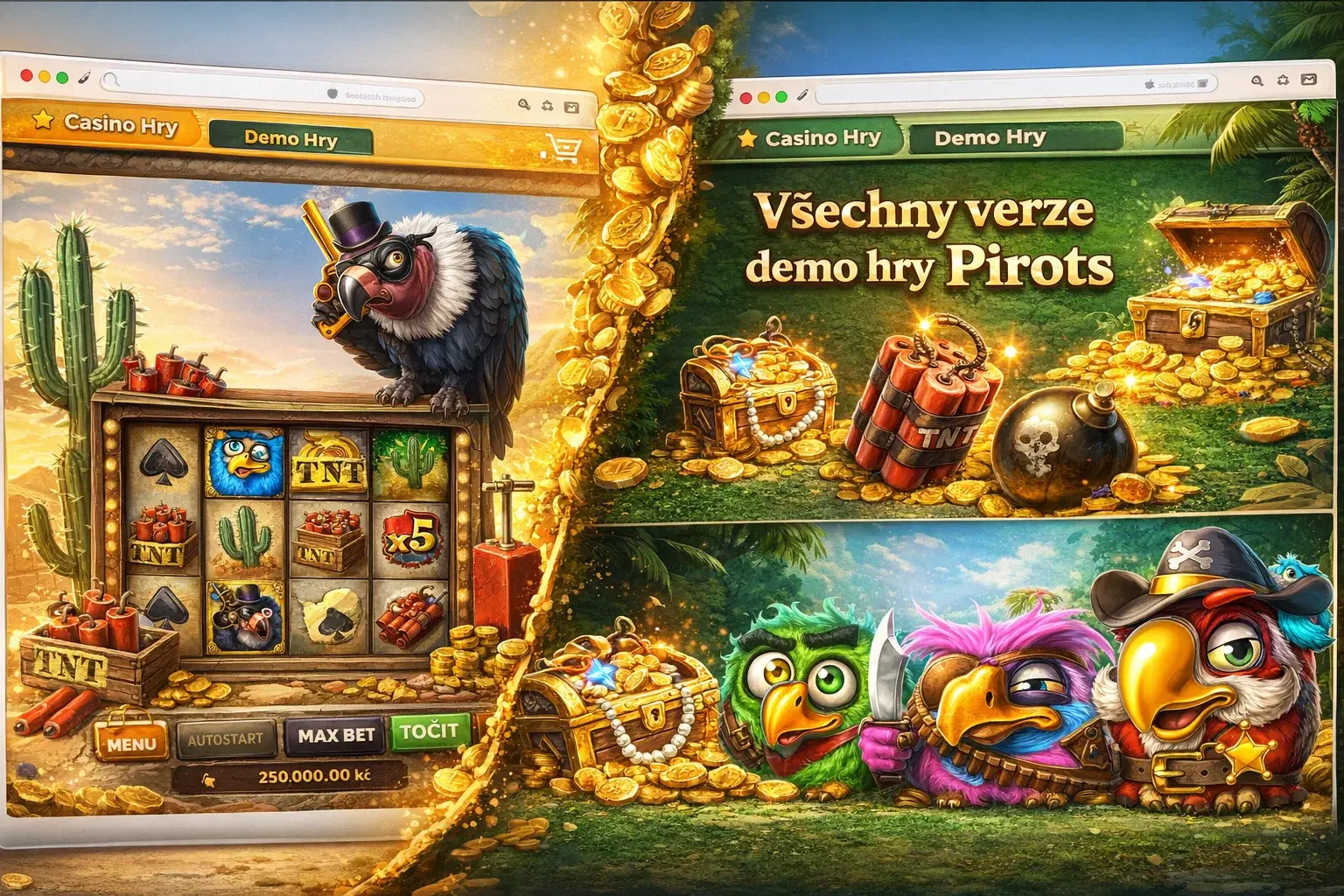 Všechny verze demo hry Pirots